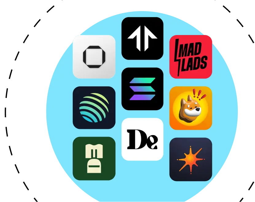 Illustration — Gradient Light blue with Logos of Solana first Companies